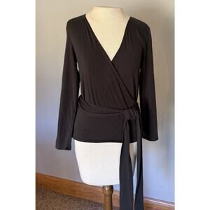 Able Shirt Trujillo Women’s Faux Wrap Top Charcoal Gray Sz MED‎ Pima Cotton